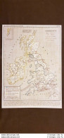 La Bretagna Dopo L'invasione Sassoni 500 D.C. Carta Geografica Del 1859 Houze - Geographische Kaarten