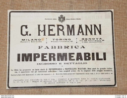 Pubblicità Del 1916 Fabbrica Impermeabili G. Hermann Milano Torino Genova - Other & Unclassified