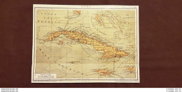 Isola Di Cuba Scala 1:5500000 Carta Geografica O Mappa Del 1913 - Other & Unclassified
