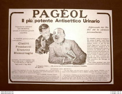 Antisettico Urinario Pageol Prostatiti Chatelain Milano Pubblicità Del 1918 - Other & Unclassified
