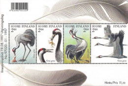 Finland 1997 Cranes Set Of 4 Stamps In Block Mint - Cranes And Other Gruiformes