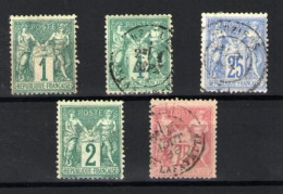 Francia Nº 61,63,68,74 Y 81. Año 1876 - 1876-1878 Sage (Tipo I)