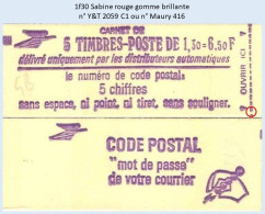 FRANCE - Carnet 1f30 Sabine Rouge - YT 2059 C1 / Maury 416 - Modernos : 1959-…