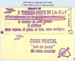 FRANCE - Carnet 1f30 Sabine Rouge - YT 2059 C1a / Maury 416a - Modernos : 1959-…