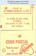 FRANCE - Carnet Conf. 8 - 1f20 Sabine Rouge - YT 1974 C4 / Maury 413 - Modern : 1959-…