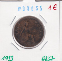 Great Britain 1/2 Penny 1933  Km#837 - C. 1/2 Penny