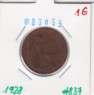 Great Britain 1/2 Penny 1928  Km#837 - C. 1/2 Penny