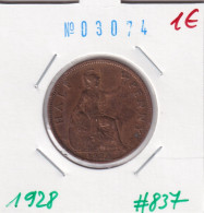 Great Britain 1/2 Penny 1928  Km#837 - C. 1/2 Penny