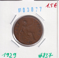 Great Britain 1/2 Penny 1929  Km#837 - C. 1/2 Penny