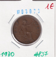 Great Britain 1/2 Penny 1930  Km#837 - C. 1/2 Penny