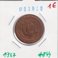 Great Britain 1/2 Penny 1937  Km#844 - C. 1/2 Penny