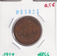 Great Britain 1/2 Penny 1939  Km#844 - C. 1/2 Penny