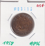 Great Britain 1/2 Penny 1958  Km#896 - C. 1/2 Penny