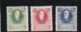 Liechtenstein 1925, Cat. Zumstein Bienfaisance 1/3 * (Yvert 72-74) . Jean II. Avec Trace De Charnière - Unused Stamps