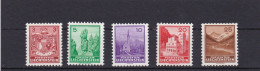 Liechtenstein 1934/35, Cat. Zumstein 105/108 - 110 ** (Yvert 123-27). - Unused Stamps