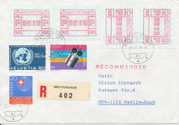 Switzerland Registered Cover With Stamps And ATM Frama Labels Sent To Germany 25-7-1983 - Covers & Documents