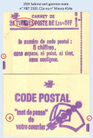 FRANCE - Carnet Conf. 8 - 1f20 Sabine Vert - YT 2101 C1a / Maury 414a - Modernos : 1959-…
