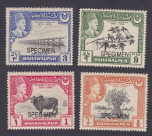 Bahawalpur Princely State 1949 SPECIMEN S.G 39-42 Accession Of Amir, Irrigation Sahiwal Bull, Cotton, Wheat, Agriculture - Bahawalpur