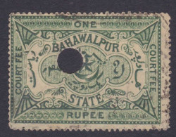 Bahawalpur Princely State Used Courtfee, Revenue, Court Fee, One Rupee - Bahawalpur