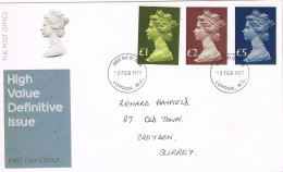 55674. Carta F.D.C. LONDON (England) 1977. High Value Definitive Issue - 1971-1980 Decimal Issues