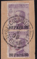 1908-Levante (F=on Piece) Coppia 80pa. Su 50c. Con Annullo Completo - European And Asian Offices