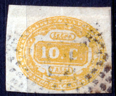 1863 (F=on Piece) Segnatasse C.10 Giallo (Sassone T1) Usato Su Frammento - Portomarken