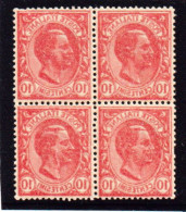 1906-Italia (MNH=**) Blocco Di 4 Val. Del 10c.Leoni Con Notevole Decalco - Mint/hinged