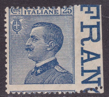 1908-Italia (MNH=**) 25c.Michetti Non Dentellato A Destra E Con Interessante Gri - Mint/hinged