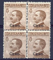 1912-Caso (MNH=**) Quartina Del 40c. Bruno Michetti - Egée (Caso)