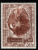 1969-Antartico Francese (MNH=**) P.A. 30 Fr. Anniversario Stazione Meteo Amsterd - Unused Stamps
