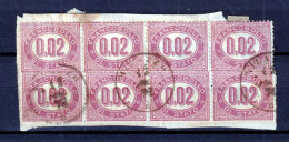 1876 (F=on Piece) FR.LLI SERVIZIO Blocco Di Otto C.0,02 Su Frammento Milazzo (17 - Dienstzegels