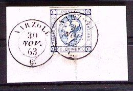 1863-(F=on Piece) NARZOLE C.2 Con Rosetta Su (30.11) Frammento Affrancato Litogr - Storia Postale