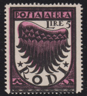 1934-Rodi (MLH=*) L.5 Ala Stilizzata I°tiratura - Aegean (Rodi)