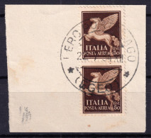 1934 (F=on Piece) LERO PORTOLAGO/(EGEO) C.2 (22.7) Completo Su Frammentoaffranca - Egée (Lero)