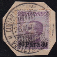 1908-Levante (F=on Piece) 80pa. Su 50c. Con Annullo Completo - Bureaux D'Europe & D'Asie