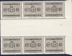 1945-Italia (MNH=**) 6 Valori Del Segnatasse 40c.grigio Bruno Senza Filigrana Co - Neufs