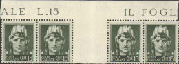 1929-Italia (MNH=**) Blocco Di Quattro Del 15c.Imperiale Con Interspazio Di Grup - Mint/hinged