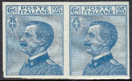 1908-Italia (MNH=**) 25c.Michetti Coppia Non Dentellata Catalogo Sassone Euro 27 - Mint/hinged