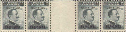 1916-Piscopi (MNH=**) Blocco Di Quattro Esemplari Del 20c.su 15c.grigio Ardesia  - Ägäis (Piscopi)