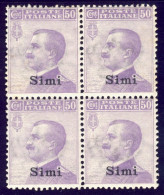 1912-Simi (MNH=**) Quartina 50c. Michetti Cat.Sassone Euro 15 - Aegean (Simi)