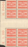 1934-Italia (MNH=**) Blocco Di Otto Di Segnatasse 20c.con Interspazio Di Gruppo  - Mint/hinged