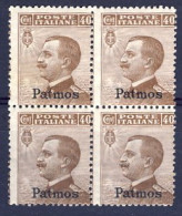 1912-Patmo (MNH=**) Quartina Del 40c. Bruno Michetti Cat.Sassone Euro 50 - Aegean (Patmo)