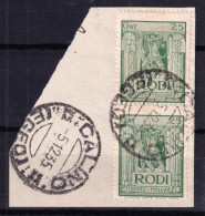 1935 (F=on Piece) CALINO/(EGEO) C.2 (5.12) Su Largo Frammento Affrancato Rodi Co - Aegean (Calino)