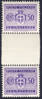 1945-Italia (MNH=**) Coppia Segnatasse 50c.violetto Senza Filigrana Con Interspa - Neufs