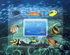 1998-Cina (MNH=**) Foglietto 8 Valori "Seafloor World Coral Reef Ornamental Fish - Lettres & Documents