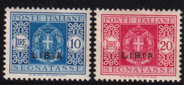 1934-Libia (MNH=**) Segnatasse L.10 + L.20 (23/24) - Libya