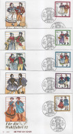 Germany Deutschland 1993 FDC X5 Fur Die Wohlfahrt, Trachten Folklore National Costumes Folk Dance Dances Tanzen, Bonn - 1991-2000