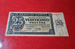 ULTIMA SERIE S* BILLETE ESPAÑA 25 PESETAS 1936 MBC+ / VF++ SPAIN BANKNOTE *COMPRAS MULTIPLES CONSULTAR* - 25 Pesetas