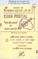 FRANCE - Carnet Conf. 6 Avec RE - 0f60 Béquet Vert Sans Barre Pho - YT 1815 C2 / Maury 394 - Modernos : 1959-…