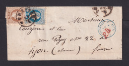1863 - 10 + 15 Kr. Österreich Auf Brief Ab TEMESVAR Nach Frankreich  - 1858-1880 Moldavië & Prinsdom